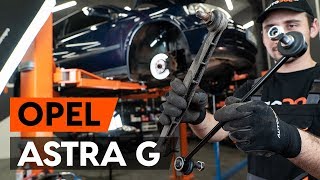 Cómo cambiar los bieletas de suspensión delantera en OPEL ASTRA G CC F48 F08 INSTRUCCIÓN AUTODOC [upl. by Rotow]