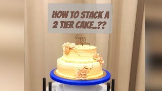 how to stack a two tier cake2 tier cake design without fondantbirthday cake🎂🧡💛🎂 [upl. by Chaing]