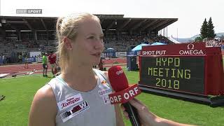 Hypo Meeting Götzis 2018  Siebenkampf  Hochsprung  Interview Sarah Lagger [upl. by Oicnedif]