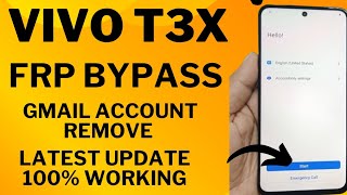 Vivo T3X 5g Frp Bypass and google account remove 💯 working [upl. by Button]