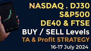 DJ30  Nasdaq  SampP500  DE40  FTSE  Technical Analysis amp Trading Signals Today 1617 July [upl. by Pasadis]