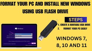 HOW TO FORMAT PC AND INSTALL NEW WINDOWS USING USB FLASH DRIVE Windows 7 8 9 10 and 11 [upl. by Liederman40]