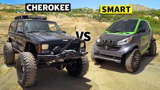 OffRoad Recovery Jeep XJ vs Lifted Smart Car  THIS vs THAT OffRoad [upl. by Virgel]