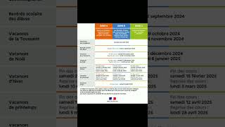 Calendrier des vacances scolaires 2024 2025 en France [upl. by Merv]