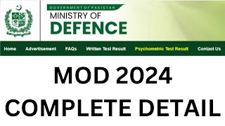 Ministry of Defence Jobs 2024  Complete Detail  Online Apply  Fees Procedure  Phases [upl. by Ynnal]