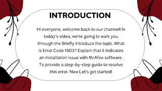 How to troubleshoot McAfee Error Code 1603 when the software installation fails [upl. by Atniuqal]