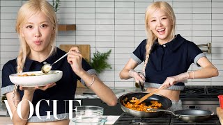 Rosé Cooks Kimchi Fried Rice Dinner  Now Serving  Vogue [upl. by Adnohsirk]