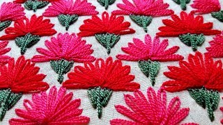 Hand Embroidery Kashmiri Kashida Embroidery with lazy daisy Stitch Hand Embroidery Designs [upl. by Lledualc]