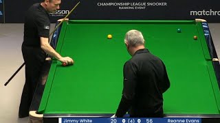 JIMMY WHITE given WARNING for conceding frame Vs Reanne Evans  2023 Championship League Snooker [upl. by Natye633]