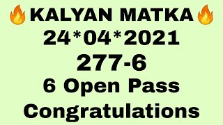 KALYAN MATKA 24042021  KALYAN OPEN  SPECIAL KALYAN MATKA VIP JODI  OPENCLOSE  SPECIAL OTC ANK [upl. by Sudoeht312]