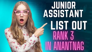 Junior assistant list out  I got selected Rank 3 in anantnag [upl. by Domash]