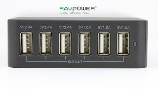 RAVPower 50W10A 6 Port iSmart USB Desktop Charging Station [upl. by Ferino]