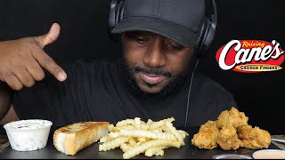 ASMR EATING RAISING CANES CHICKEN FINGERS FRENCH FRIES TEXAS TOAST amp COLESLAW MUKBANG TCASMR [upl. by Loren]