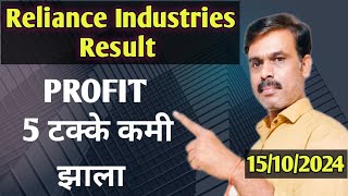 Reliance Industries Result Profit 6 Percent कमी झाला [upl. by Antipus]