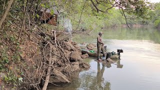 Dormi em uma rede por cima de pedras na beira do Rio Verde o Rio não estava para peixes [upl. by Ablasor890]