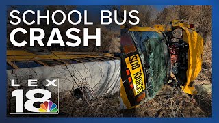 Three students school bus driver critically hurt after Kentucky crash [upl. by Aernda597]