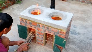 Building Simple Outdoor Smokeless Firewood Stove \ DIY traditional firewood stove [upl. by Edy505]