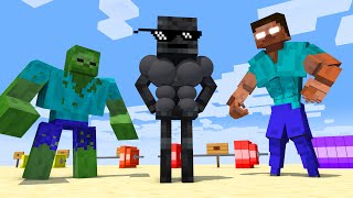 Monsters amp Herobrine WHO IS THE STRONGEST MONSTER FITNESS Challenge  Minecraft Animation [upl. by Ahsain]