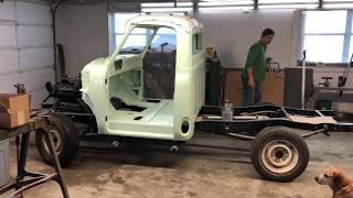 1953 Ford F100 cab painted and mounted on frame [upl. by Aliel]