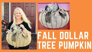 Dollar Tree Burlap Pumpkin Fall Wreath DIY and Bow Tutorial 🍂 [upl. by Melliw442]