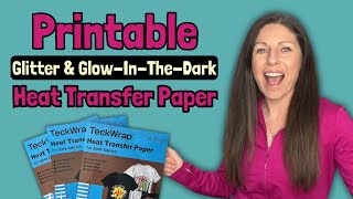 Learn Cricut Print Then Cut with Teckwrap Printable Heat Transfer Paper  Glitter amp GlowInTheDark [upl. by Suter555]