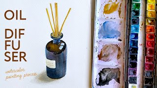 Painting Aroma Oil Diffuser With Watercolor  Speedpaint and tips [upl. by Otanutrof]