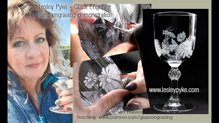 Glass engraving tutorial for beginners Hand glass engraving Bee and Daisies  Part 1 [upl. by Tristas]