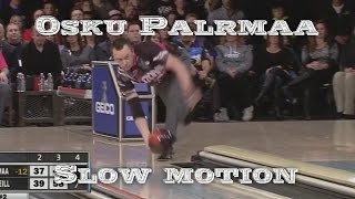 Osku Palermaa Slow motion 2 handed bowling 115 speed Front view [upl. by Peters]