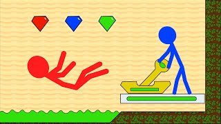 Watergirl and Fireboy Stickman Animation Grass Temple Parkour NEW EDITION [upl. by Gnad]