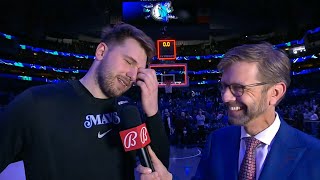 Luka Doncic after he realised he swore on live TV quotAh sht My badquot 😂 [upl. by Katzen]