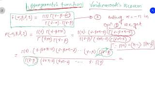 Hypergeometric Function  Vandermondes Theorem Lecture 6 [upl. by Langbehn909]