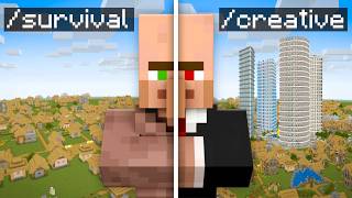 I Gave Creative Mode to VILLAGERS for 24 Hours in Minecraft [upl. by Ihsakat]