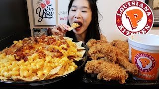 Popeyes amp Mac N Cheese Nachos Creamy Macaroni amp Cheese Recipe Fried Chicken  Mukbang Asmr [upl. by Ahsiym]