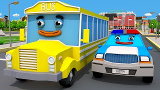 Coche de Policía con el Pequeño Autobús COCHES de Servicio Dibujo animado de Coches Para Niños [upl. by Nnylimaj]