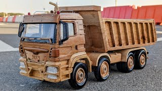 Wood Car  MAN TGS M DUMP TRUCK  Awesome Woodcraft [upl. by Essilem]