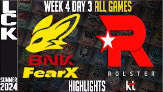 FOX vs KT Highlights ALL GAMES  LCK Summer 2024 W4D3  BNK FearX vs KT Rolster Week 4 Day 3 [upl. by Tatianas]