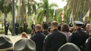 WEB EXTRA Riderless Horse During Full Honors Presentation For Fallen Officer yandy Chirino [upl. by Airdnaxela]