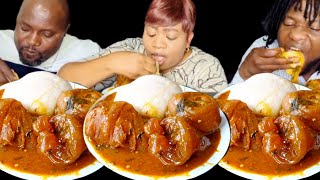 ASMR MASSIVE FUFU and COWLEG with OGBONO SOUP African Food mukbang sound eating challenge [upl. by Ahseiyt]