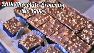 Milk Chocolate Brownies Recipe No Bake Recipe  one dish a day [upl. by Noiro]