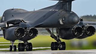 B1B Lancer Bombers Take Off at Andersen Air Force Base US Air Force [upl. by Adelbert]