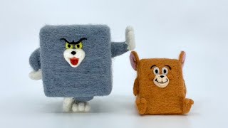 【TOM and JERRY】四角いトムと三角のジェリー作ってみた【羊毛フェルトWool felt】 [upl. by Leschen]