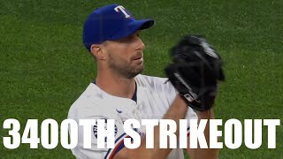 Max Scherzer Strikes Out 9 vs White Sox Becomes 10th Pitcher in History to Strike Out 3400 Batters [upl. by Lebasiram]