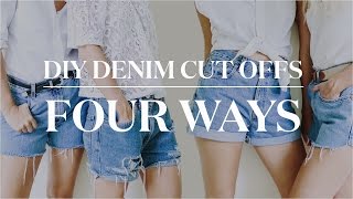 4 Ways to Make DIY Denim Cut Off Shorts [upl. by Mandle]