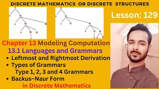 Lesson 129 Part II Languages and Grammars  Leftmost and Rightmost Derivation  Types of Grammars [upl. by Fabe236]