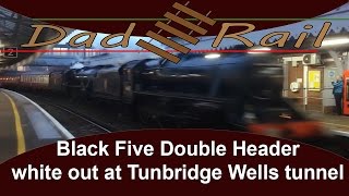 Black 5 44871 and 45407 Steam Train at Tunbridge Wells Tunnel white out [upl. by Schweiker]