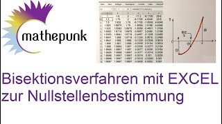 Bisektionsverfahren mit EXCEL zur Nullstellenbestimmung [upl. by Clausen]