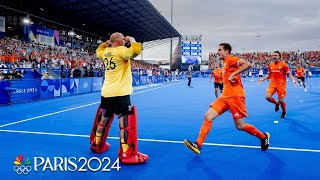 Netherlands mens field hockey HANGS ON through shootout vs Germany for gold  Paris Olympics [upl. by Johnny627]