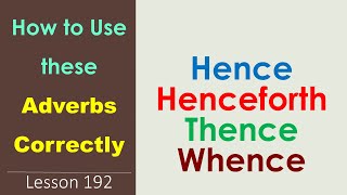 HENCE HENCEFORTH THENCE WHENCE  Learn English Through Tamil [upl. by Enilrek]