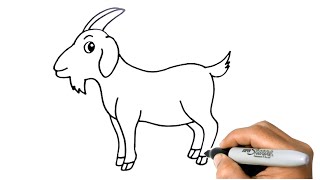 How to DRAW a GOAT Easy Step by Step Animal Farm Drawing [upl. by Budd]