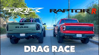 2023 Ford Raptor R vs Ram TRX DRAG RACE [upl. by Bartolemo793]